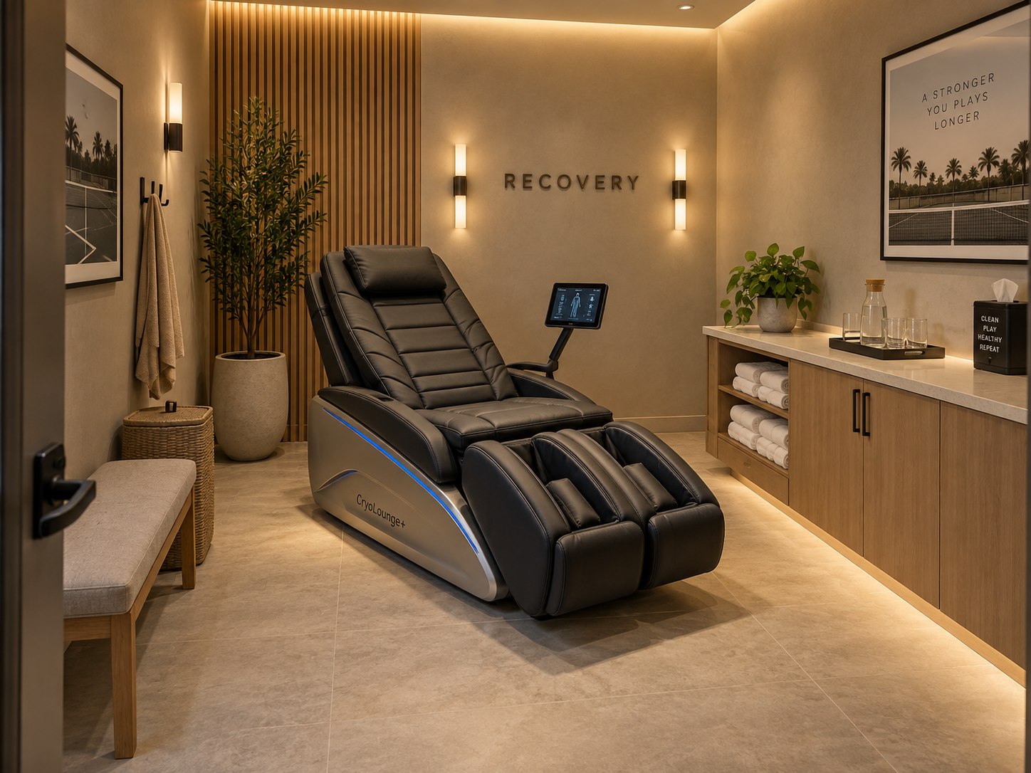 Concept render of the cold therapy suite with reclining chair