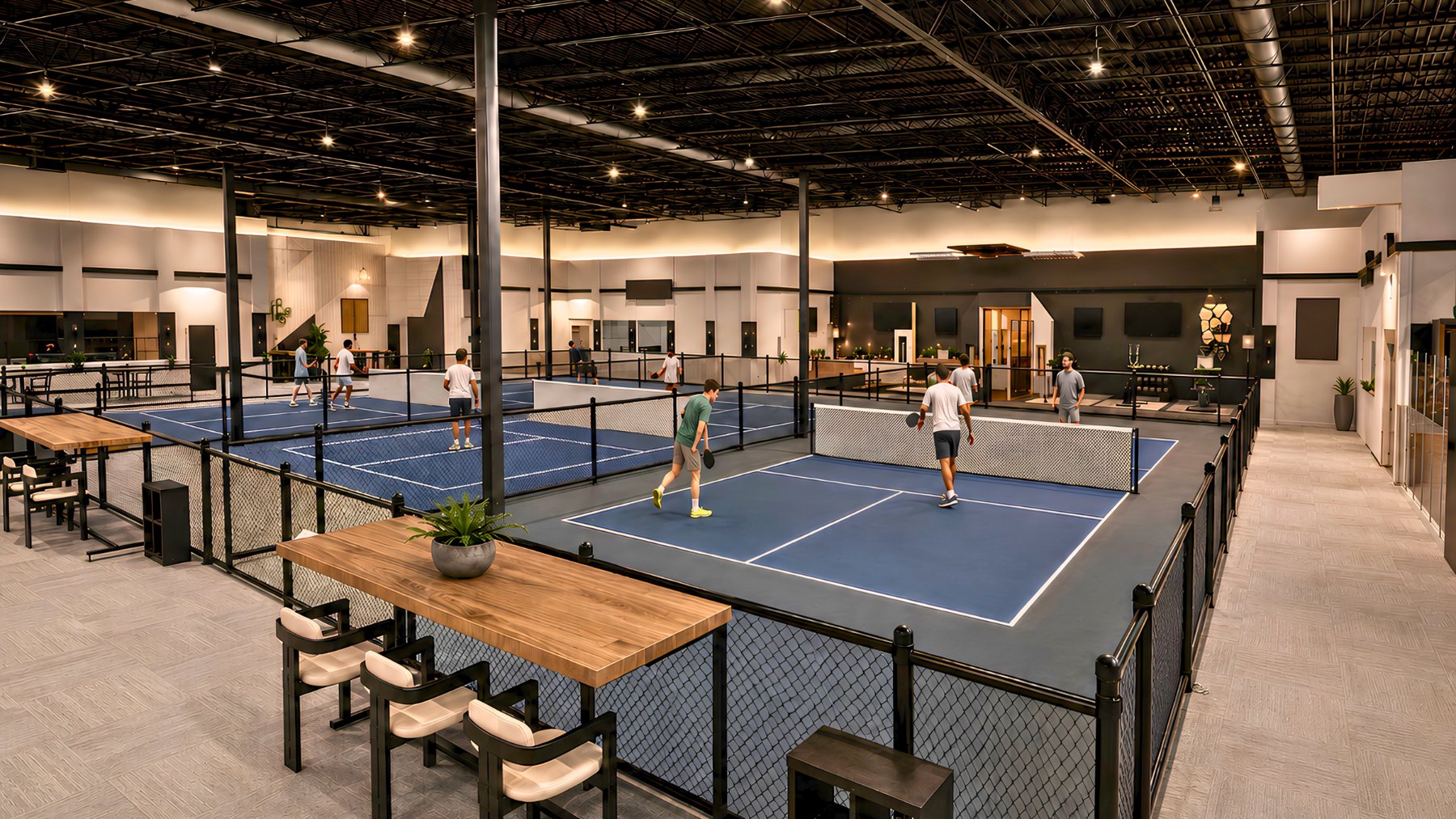 Architectural concept of the King's Court indoor pickleball courts