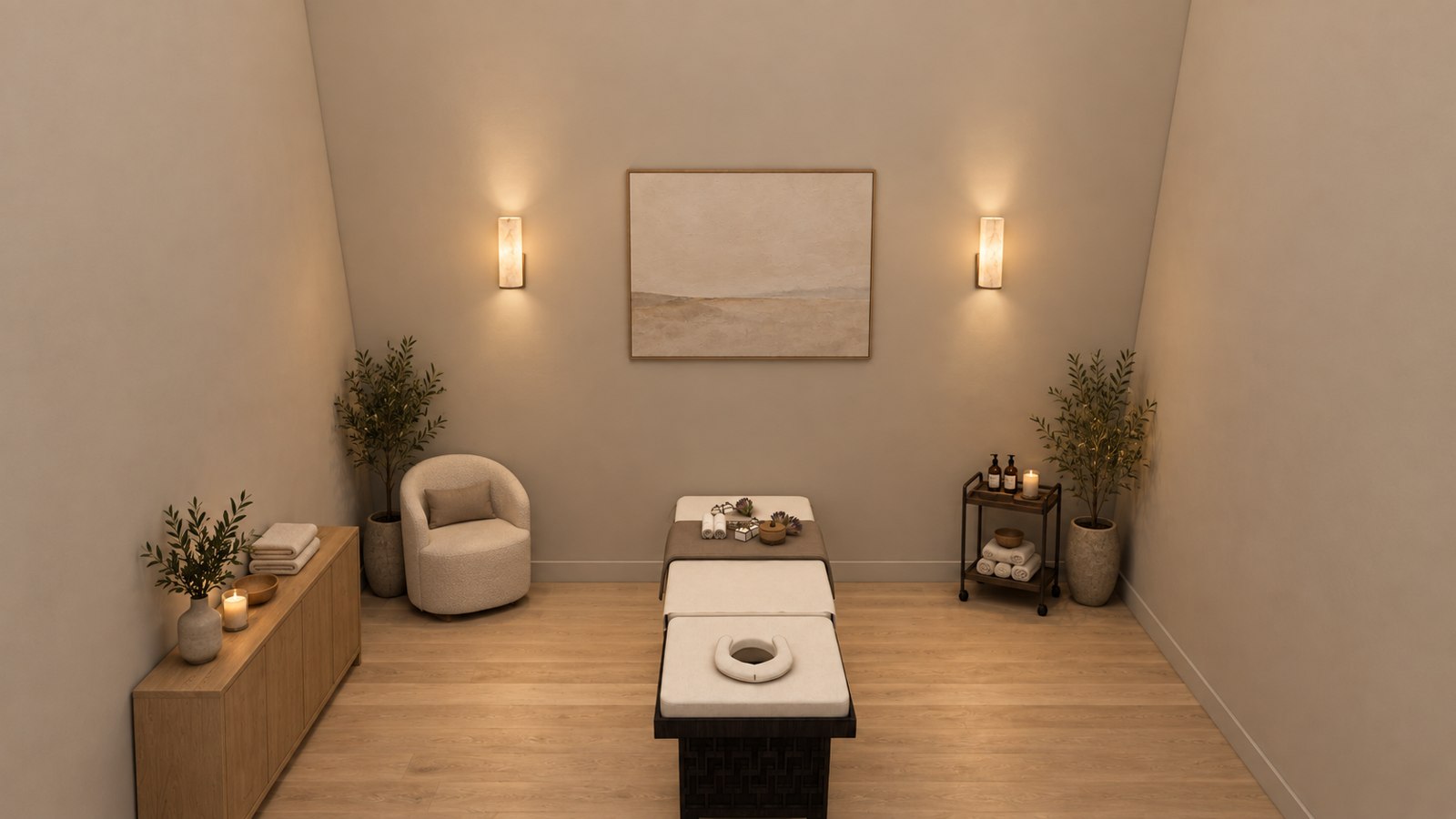 Concept render of the massage treatment room